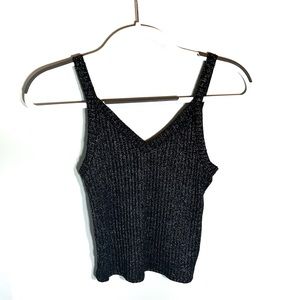 AMERICAN EAGLE Soft and Sexy going out tank top black sparkle sleeveless glitter
